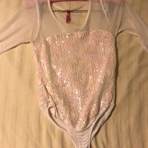 White glitter bodysuit